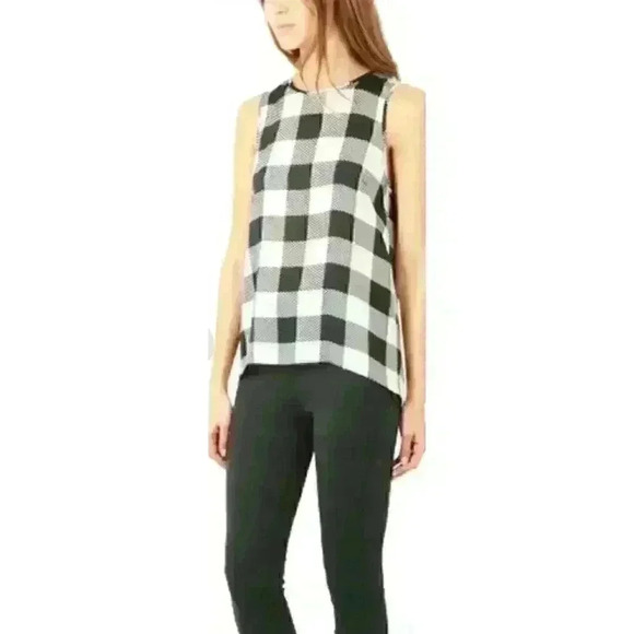 Rag & Bone Women's Forest Green and Ivory Harper Magnified Houndstooth Top XS - Picture 5 of 13